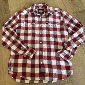 Express Flannel Shirt Men's Medium Red White Plaid Collar‎ Casual Button Down